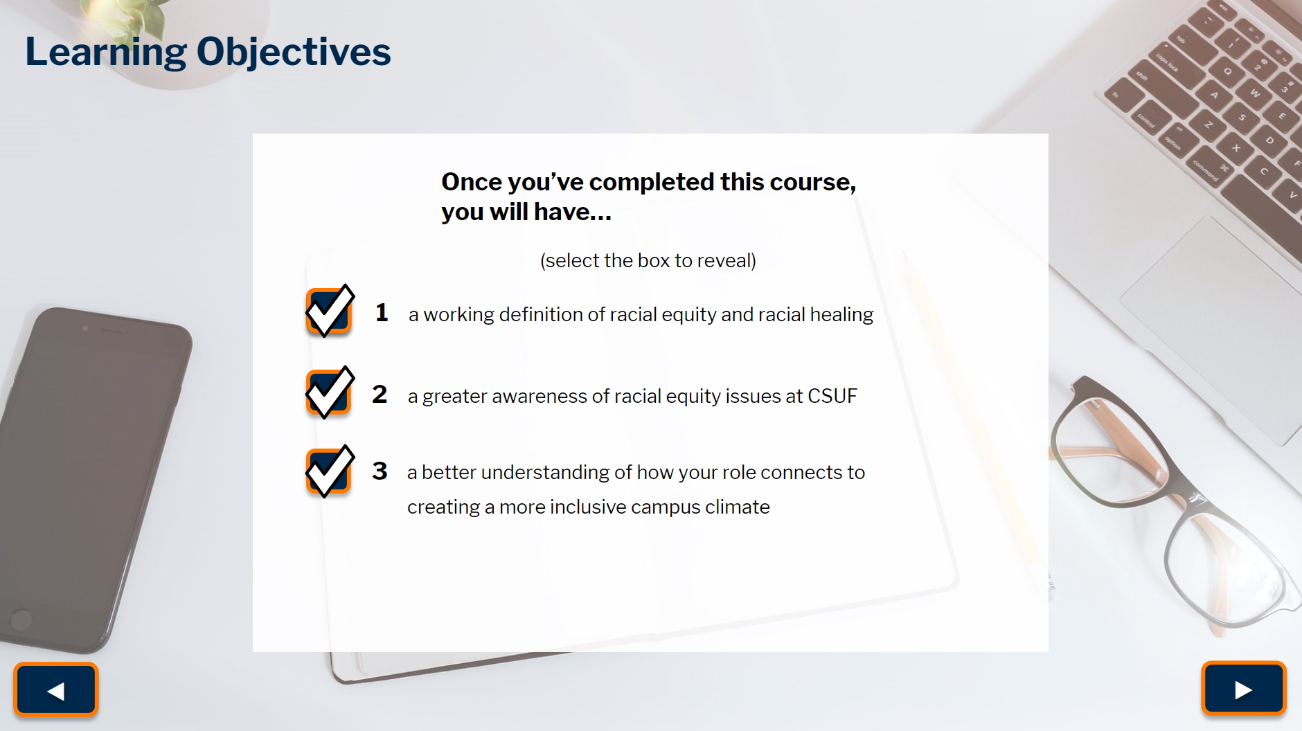 screenshot of Module Learning Objectives